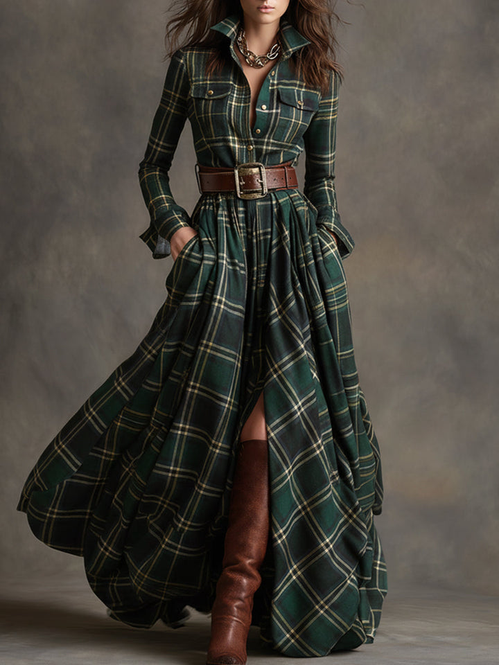 Giulietta - Maxi Plaid Shirt Dress