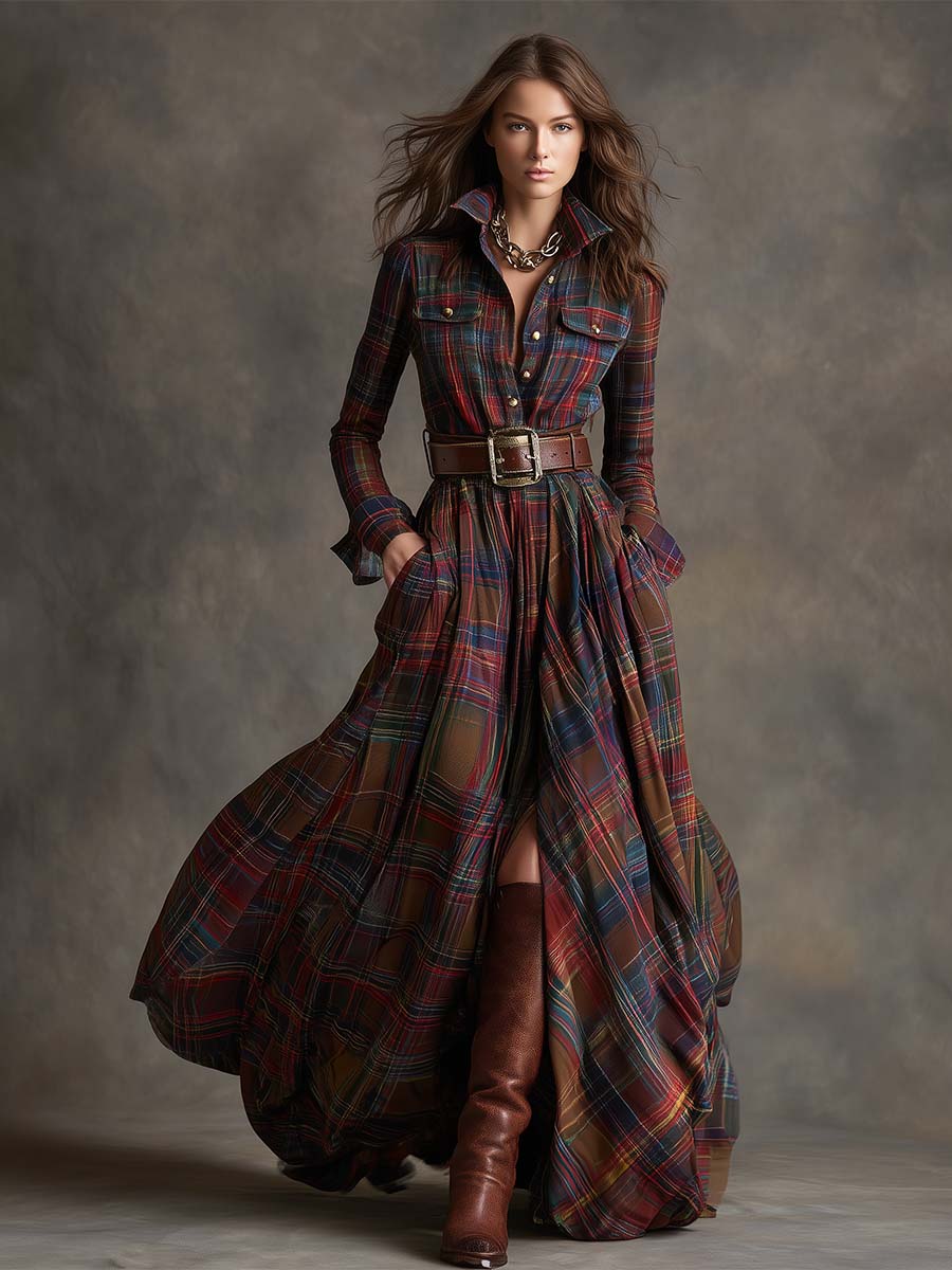 Giulietta - Maxi Plaid Shirt Dress