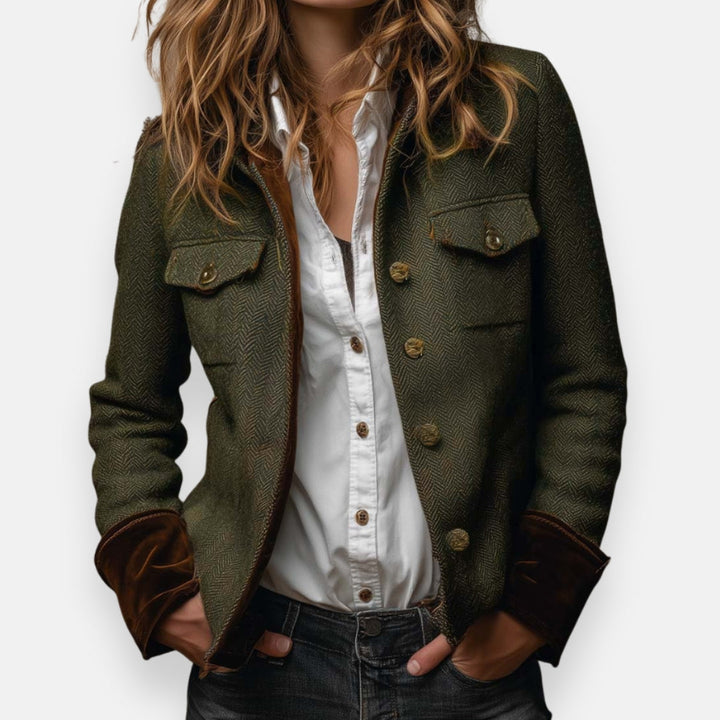 Marisoria – Chic Tweed Jacket with Velvet Details