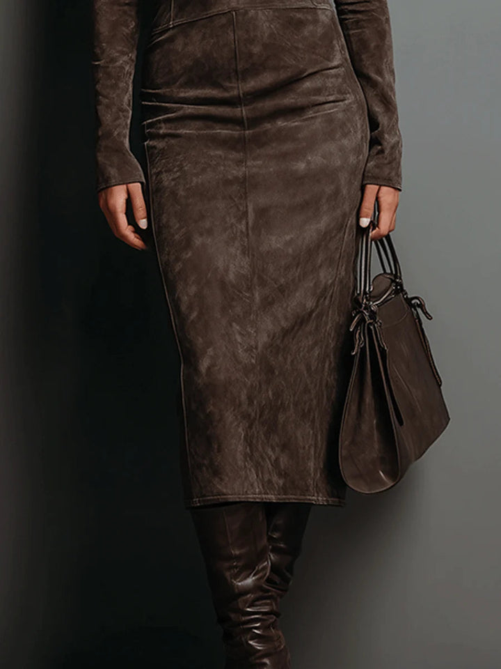 Ava | Suede Midi Dress