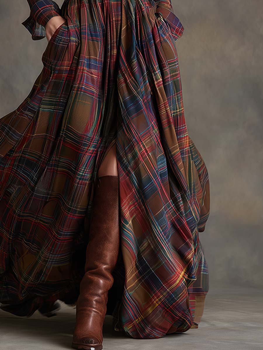 Giulietta - Maxi Plaid Shirt Dress