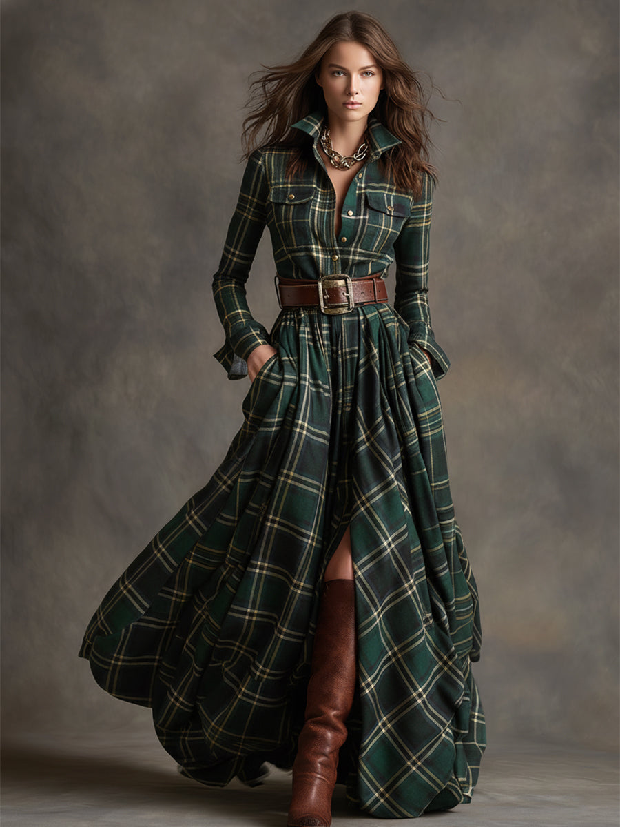 Giulietta - Maxi Plaid Shirt Dress