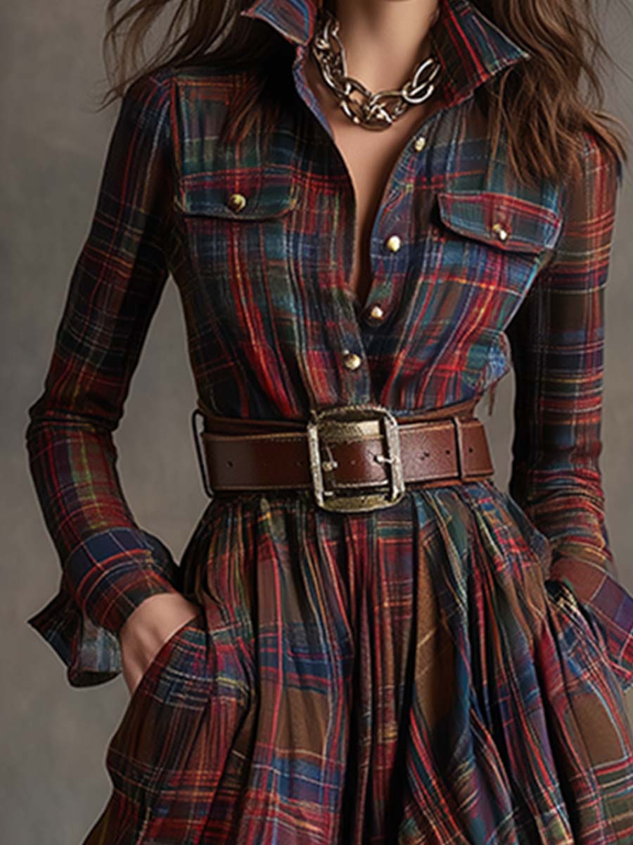 Giulietta - Maxi Plaid Shirt Dress