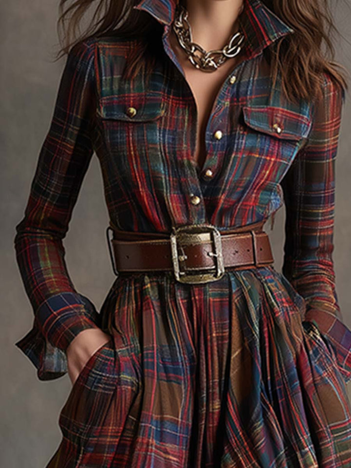 Giulietta - Maxi Plaid Shirt Dress
