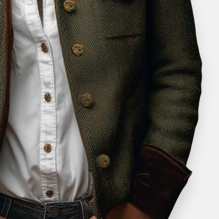 Marisoria – Chic Tweed Jacket with Velvet Details