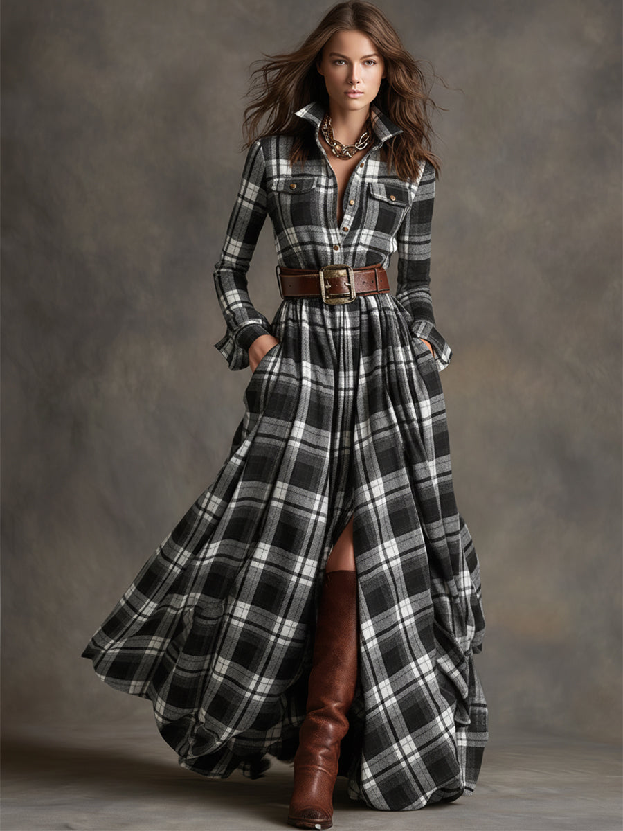 Giulietta - Maxi Plaid Shirt Dress