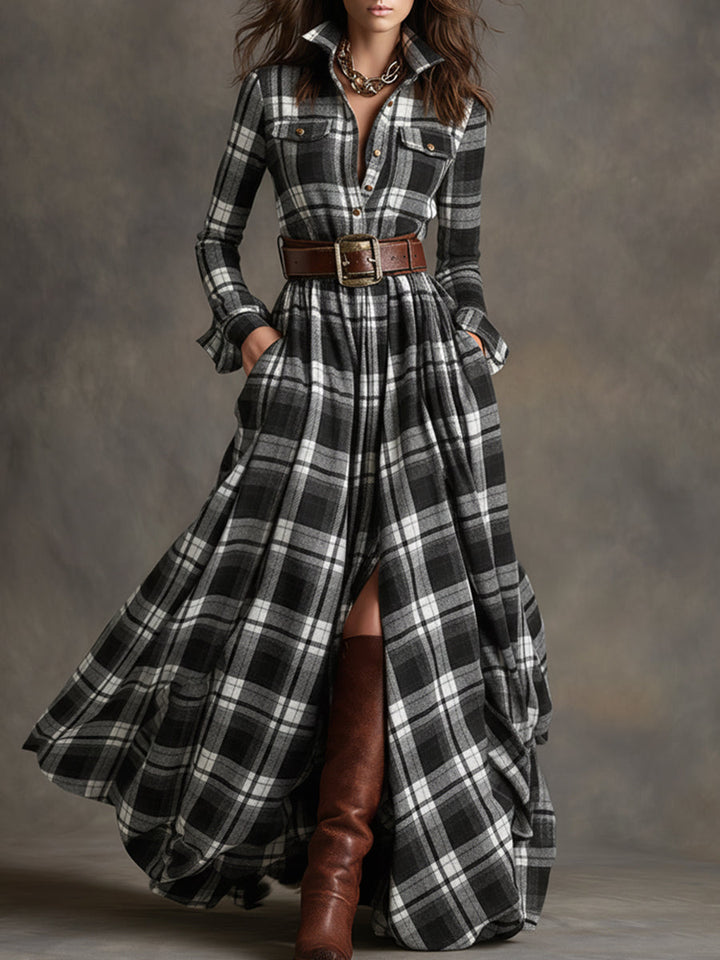 Giulietta - Maxi Plaid Shirt Dress