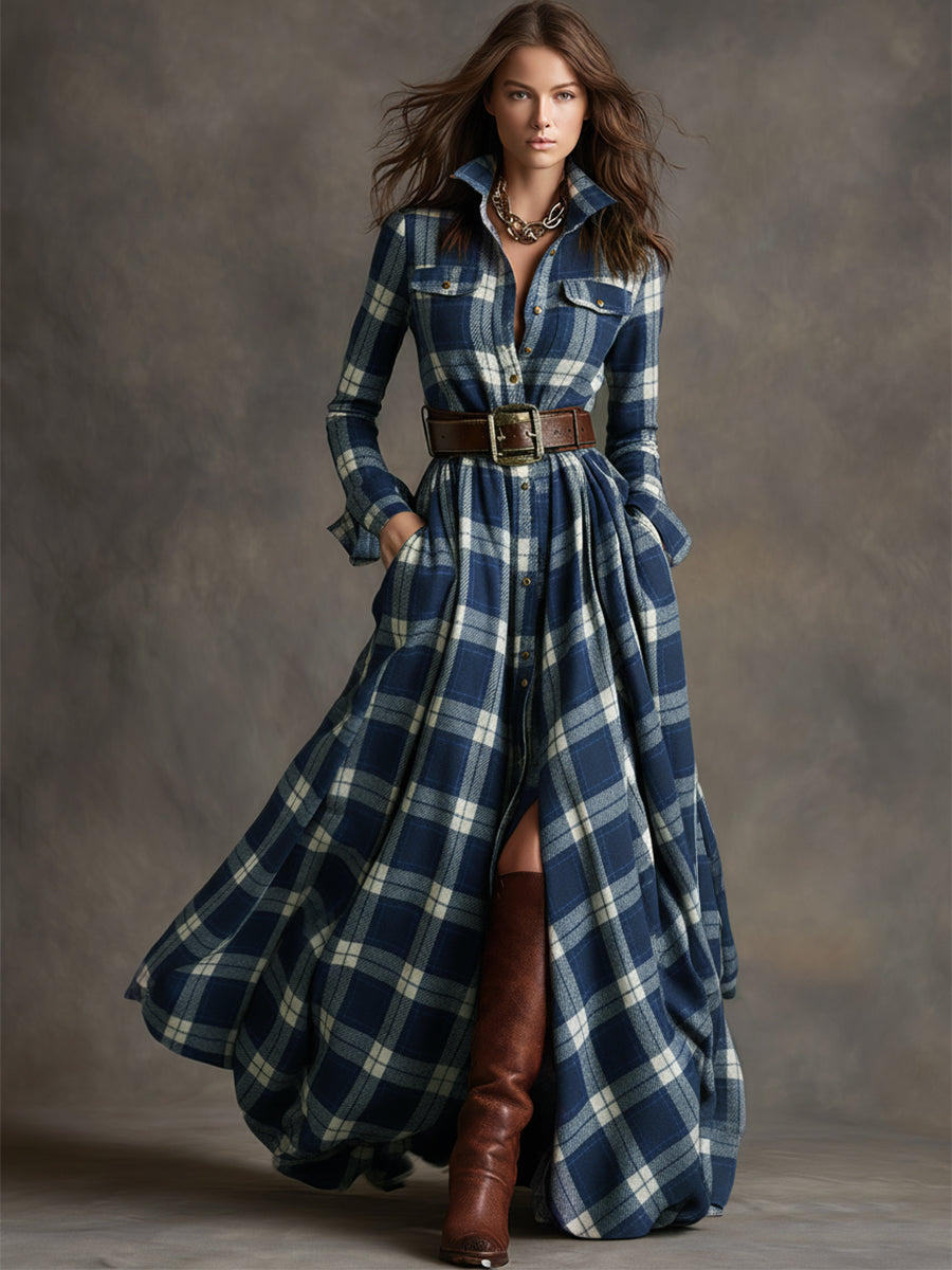 Giulietta - Maxi Plaid Shirt Dress