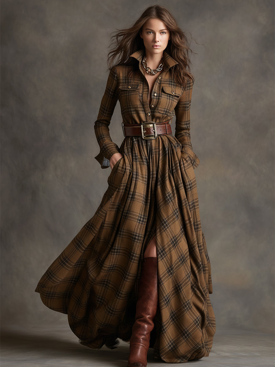 Giulietta - Maxi Plaid Shirt Dress