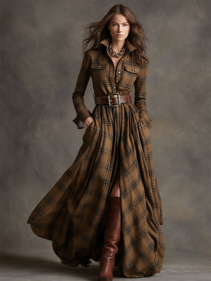 Giulietta - Maxi Plaid Shirt Dress