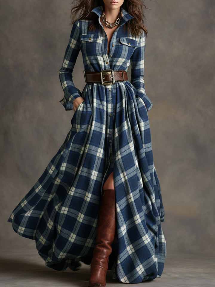 Giulietta - Maxi Plaid Shirt Dress