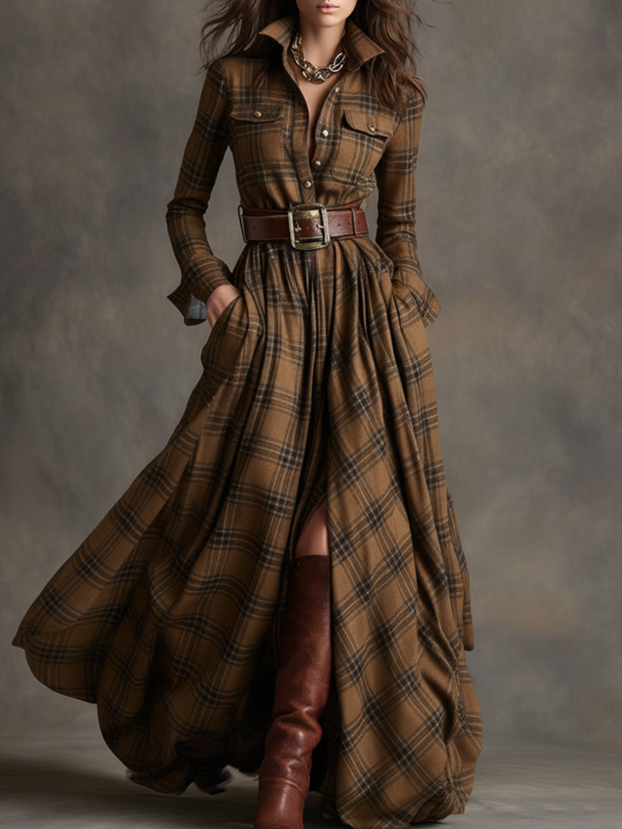 Giulietta - Maxi Plaid Shirt Dress