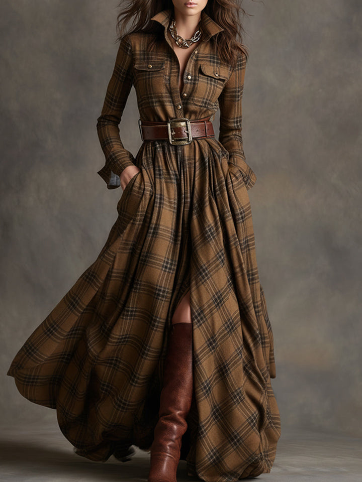 Giulietta - Maxi Plaid Shirt Dress