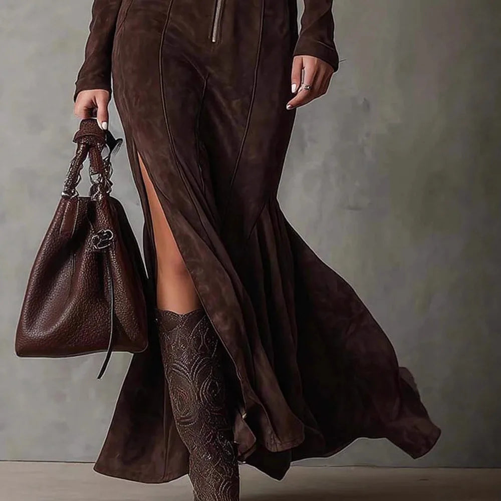 Grace - Suede Maxi Dress
