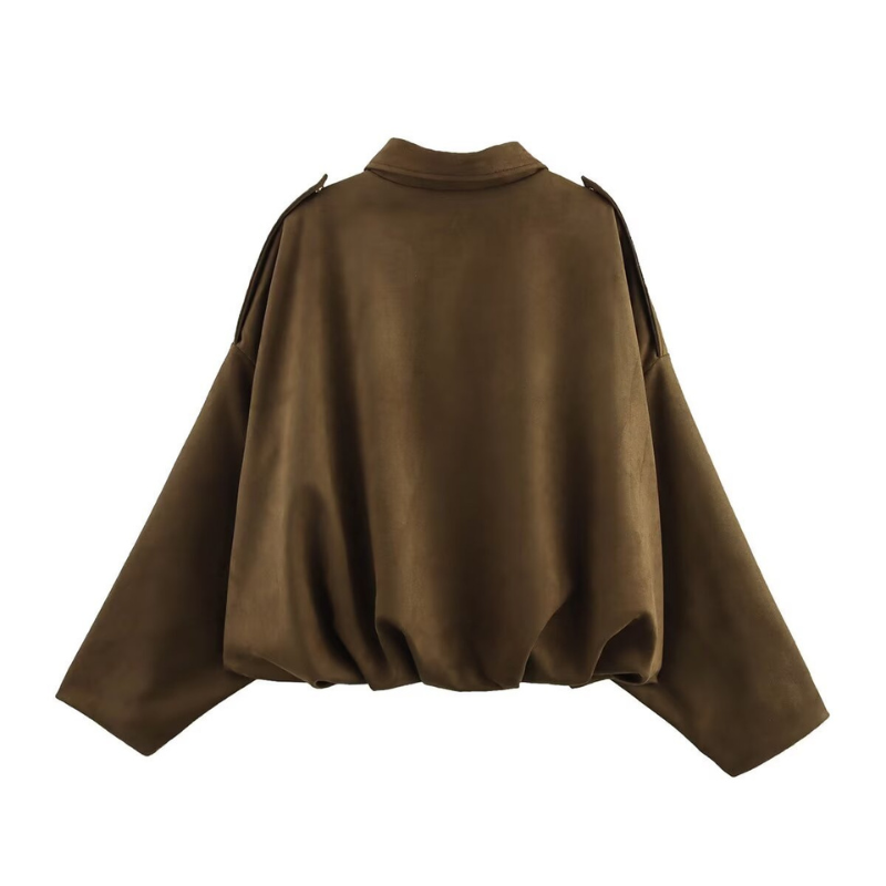 SHARON™ – Modern Cropped Aviator Zip Jacket