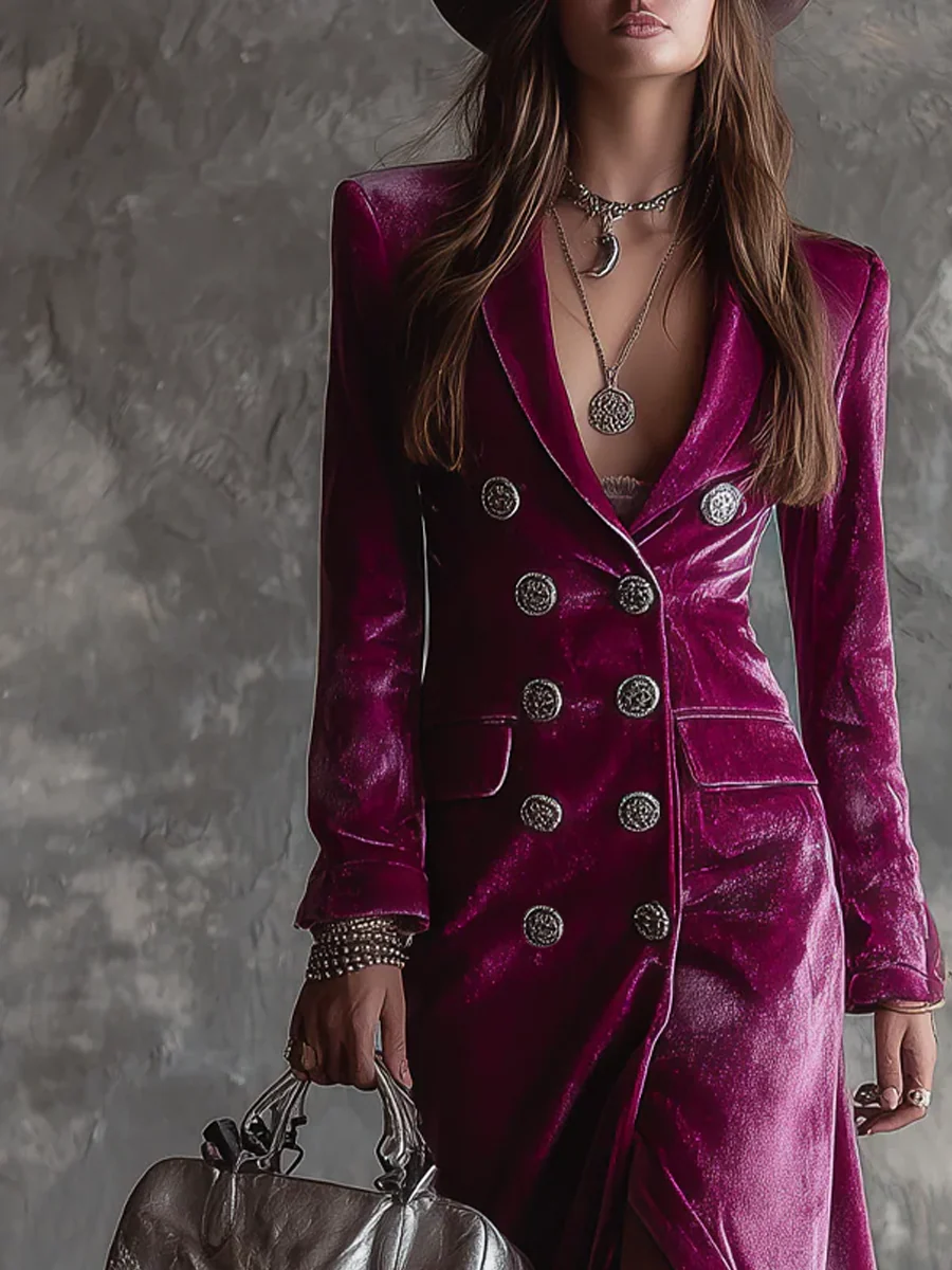 Luna - Velvet Blazer Maxi Dress