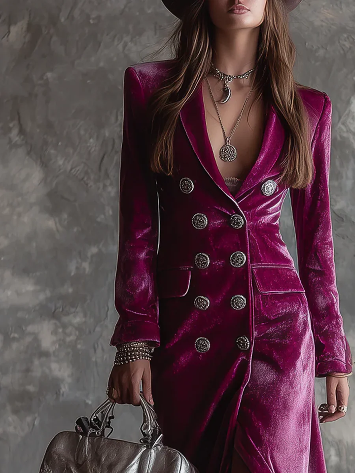Luna - Velvet Blazer Maxi Dress