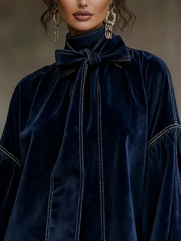 Orlissea - Velvet Lantern Sleeve Mini Dress