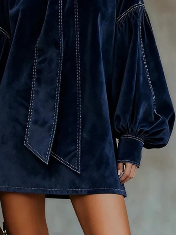 Orlissea - Velvet Lantern Sleeve Mini Dress