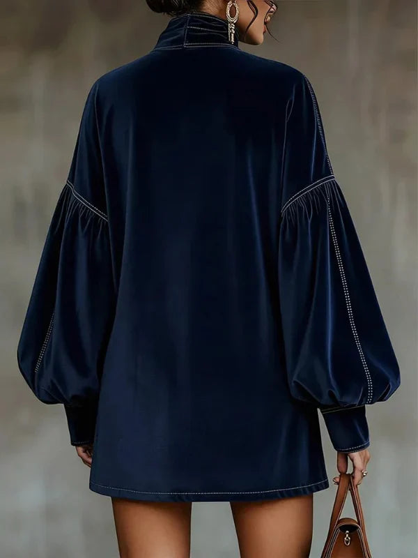 Orlissea - Velvet Lantern Sleeve Mini Dress