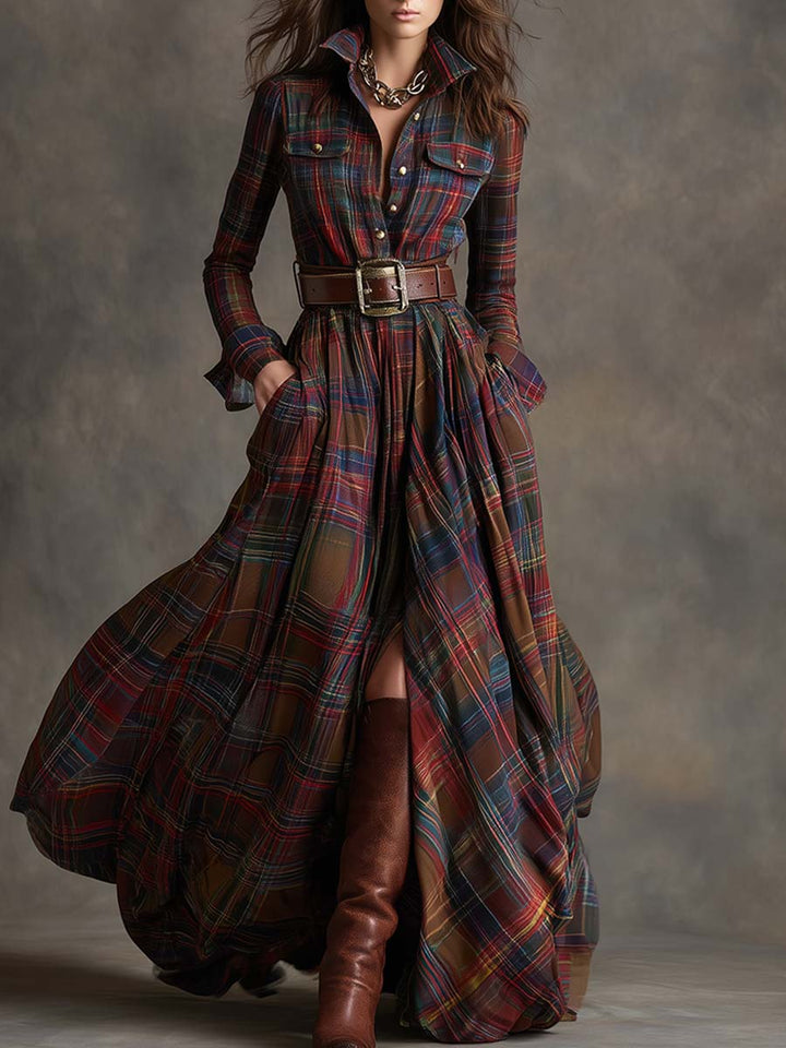 Giulietta - Maxi Plaid Shirt Dress