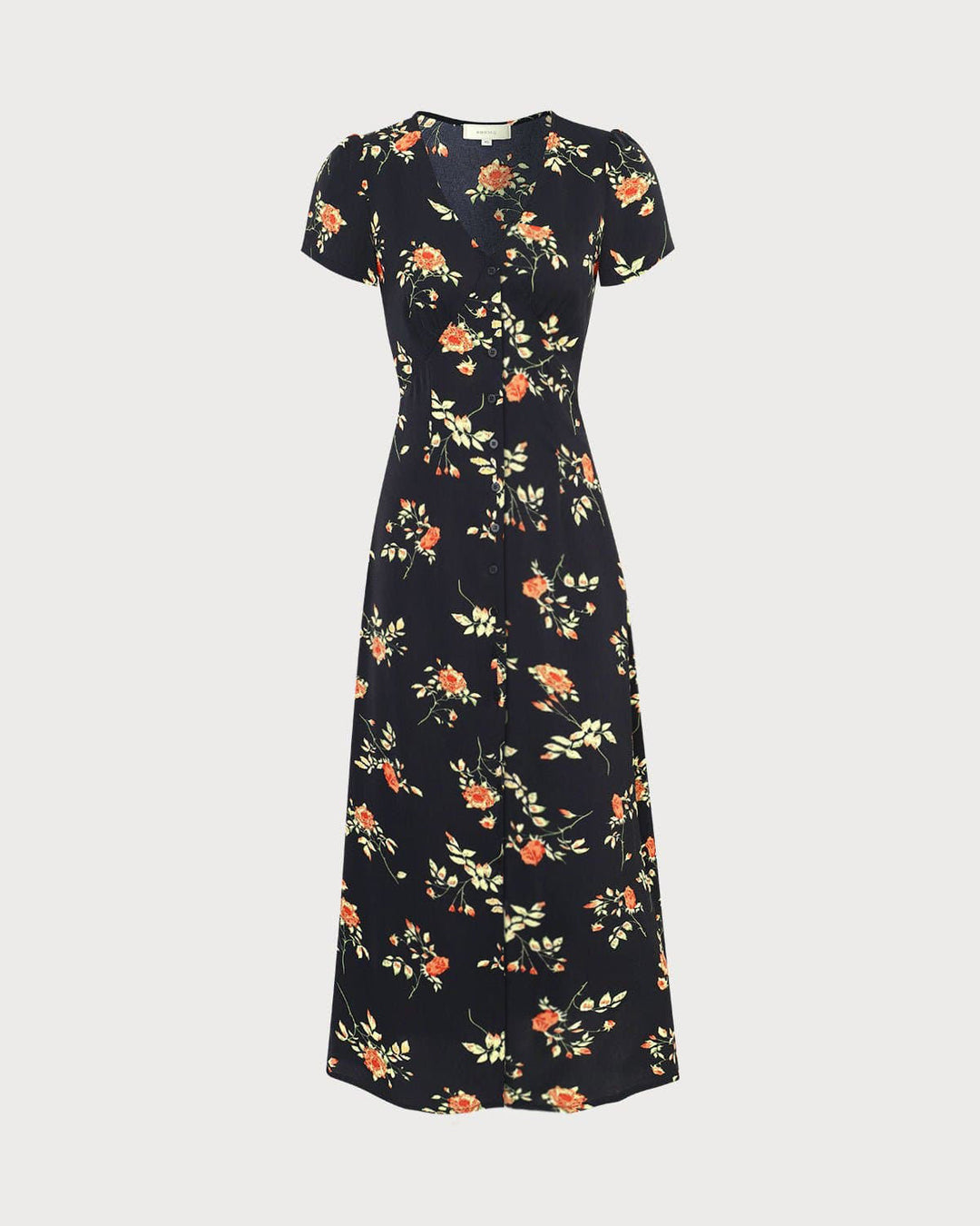 The Black V Neck | Floral Short Sleeve Maxi Dress